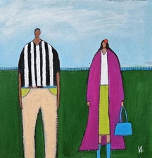 Painting Original Abstract People Portrait Canvas Woman Whimsical 10x10 Art