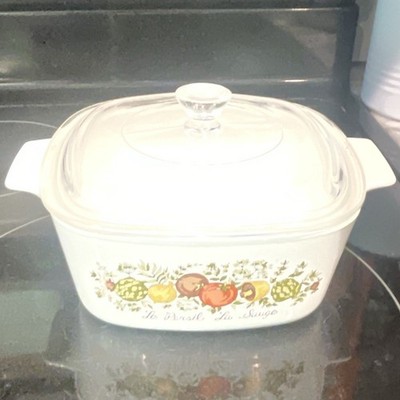 CorningWare A-1 1/2-B 1 1/2 Qt White Rectangle Casserole w/ Glass Lid