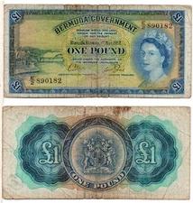 BERMUDA 1 Pound (01-05-1957) Pick 20c, Very Good to Fine