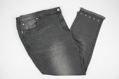 Mia Moda Jeans Hose Damen Größe 29 Kurzgröße Dunkelgrau Nieten Fransen