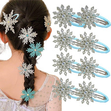 8PCS Snowflake Hair Clip Blue White Christmas Hair Accessories for Women Xmas Bo