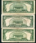 ((3 NOTES)) $5 1928 United States Note ** PAPER CURRENCY AUCTIONS — photo 2