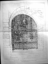 Old Builder 1897 Wrought Iron Gates Sheffield Town Hall Mountford Sin 19th