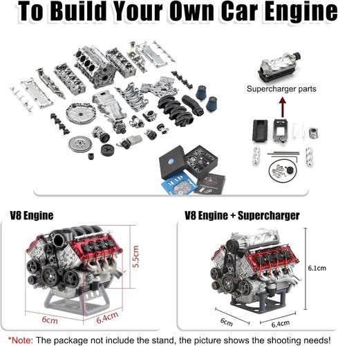 Kits Moteur Mini V8 Qui Fonctionne, Kit Moteur Modèle V8 Moteur Cison MAD Moteur RC... - Photo 6/9