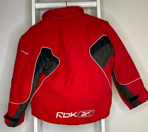 Chaqueta de Nieve de Invierno Reebok Niños Jóvenes M Roja Negra Nylon Edredón Forrado Cremallera Logo Foto 3 de 4