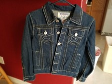 True Religion Boy's Blue Denim Jean Jacket World Tour Size Small Trucker Jacket