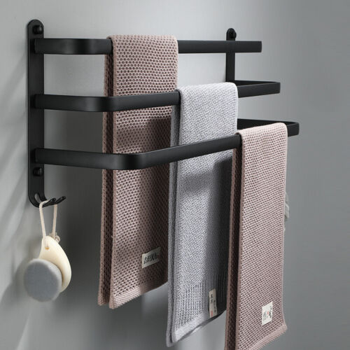 Handtuchhalter Ohne Bohren, Handtuchhalter Schwarz Wand Badezimmer 60cm Schwarz - Bild 2 von 9