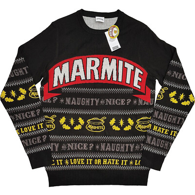 F&F Marmite Weihnachtspullover Strickpullover Erwachsene S Small Herren Damen frech schön