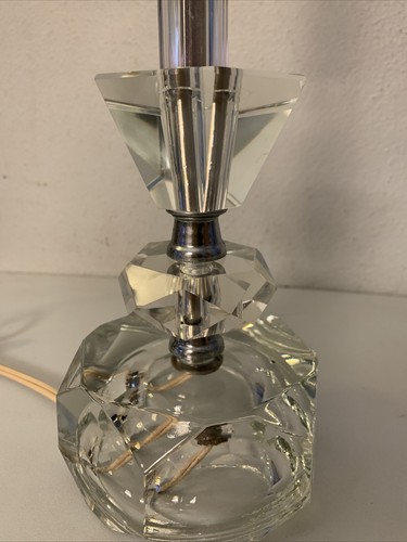 Vintage Glass Boudoir Table Lamp 1960's Stacked Crystal Lamp - Picture 2 of 12