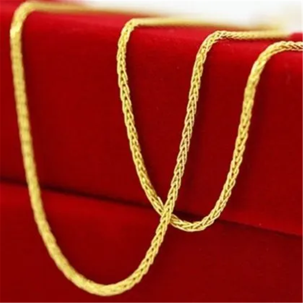 Real Au750 Pure 18K Yellow Gold Chain 1mm Wheat Link Necklace 1.7 