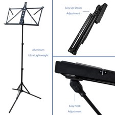 Paititi High Quality Durable Adjustable Folding Music Stand with Bag Black Color