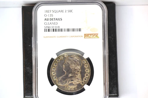1827 Square 2- Bust Half Dollar- NGC AU Details.  Cleaned.  O-135.  Strong AU.