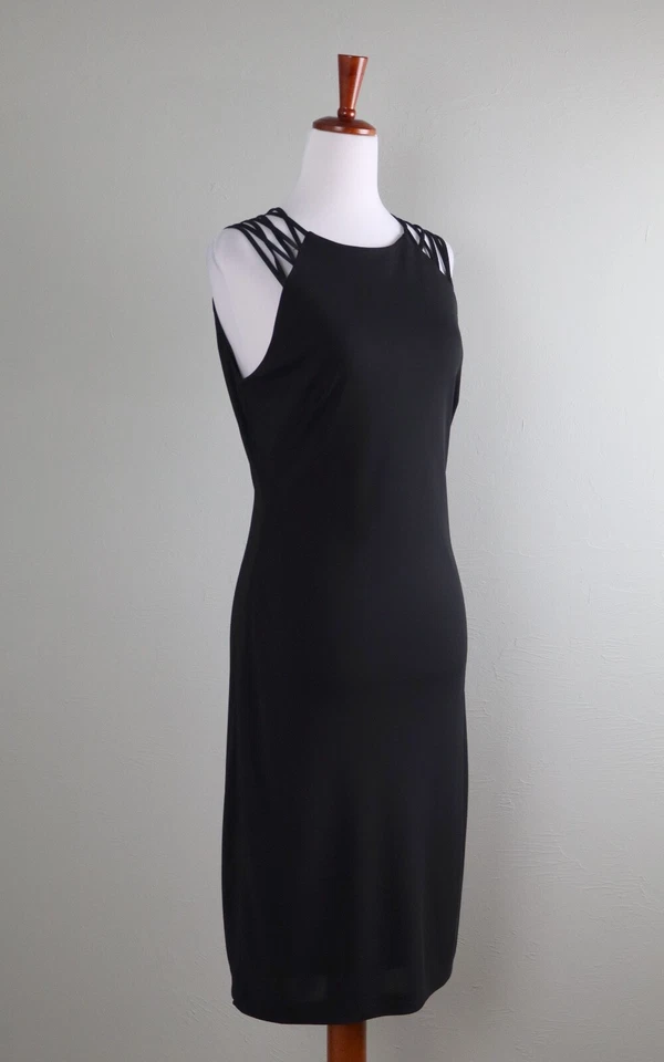 LAUREN RALPH LAUREN $139 Vestido de tubo de tirantes de satén elástico negro sólido Talla 8 Foto 2 de 4