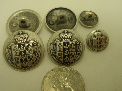 Nuevos botones de acabado de plata Royal Crest de metal militar tamaños 1 pulgada, 7/8, 5/8 #S14 - Imagen 2 de 6