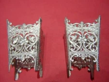 DRESDEN DIE CUT SCRAP SILVER FOIL PAPER SET 2 BASKETS VICTORIAN CRAFTS