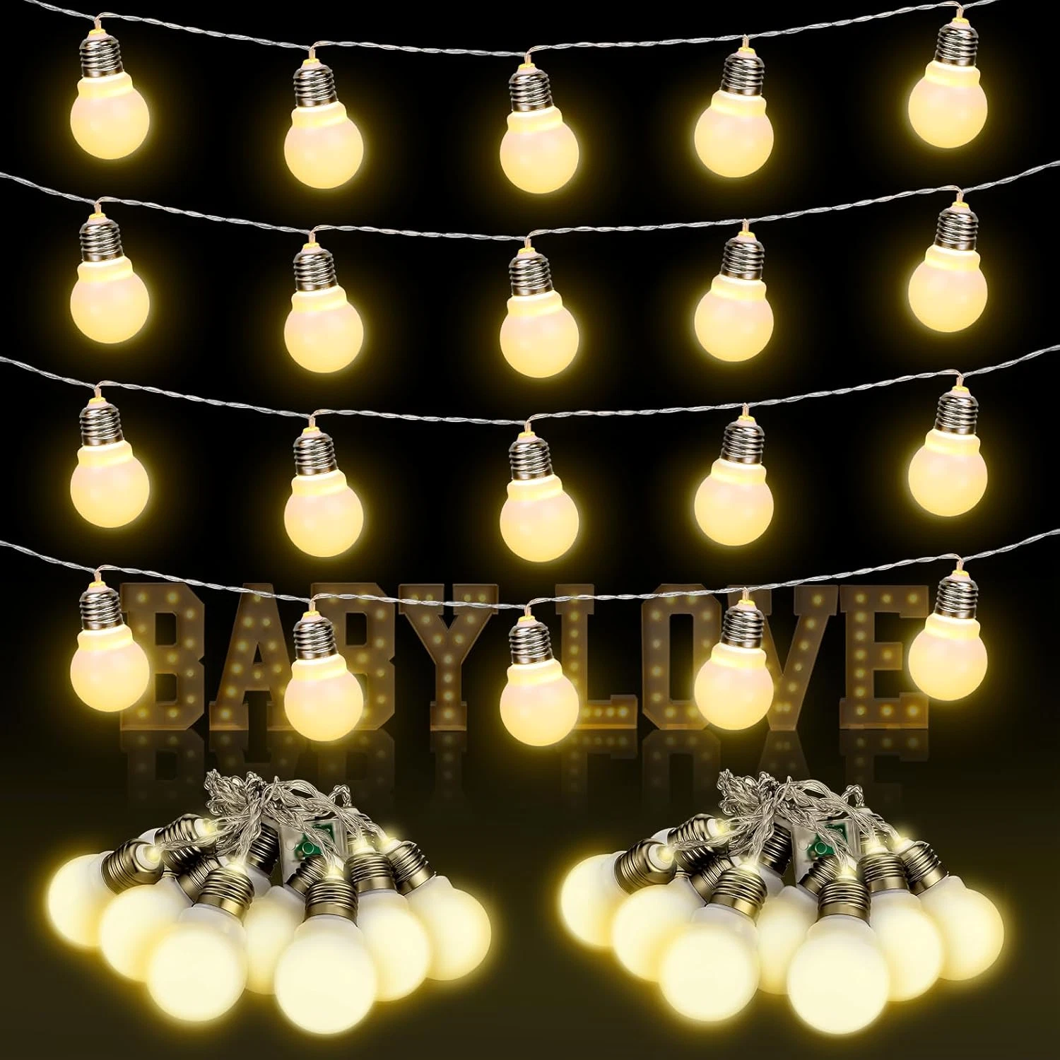 4 Pcs Waterproof LED Marquee Light String Bulbs for Party Decor 13.8 Ft
