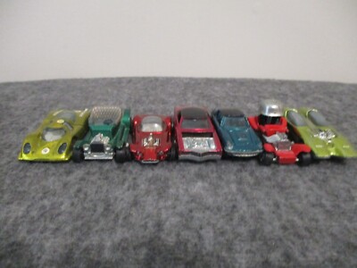 HOT WHEELS REDLINE CARS (7) MASERATI PORSCHE ELDORADO HOT HEAP RED BARON+ -1960s