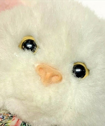 Gund 1992 weiße Katze Katze Plüsch Kätzchen 8 Zoll Vintage Stofftier sitzende Schleife - Bild 3 von 10