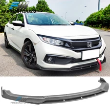 Fits 19-21 Honda Civic Matte Black V3 Style Front Bumper Lip Spoiler