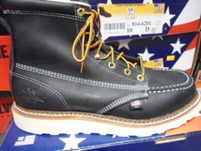 Thorogood 814-6201 American Heritage 6" Black Moc Toe Wedge Sole Boots USA MADE
