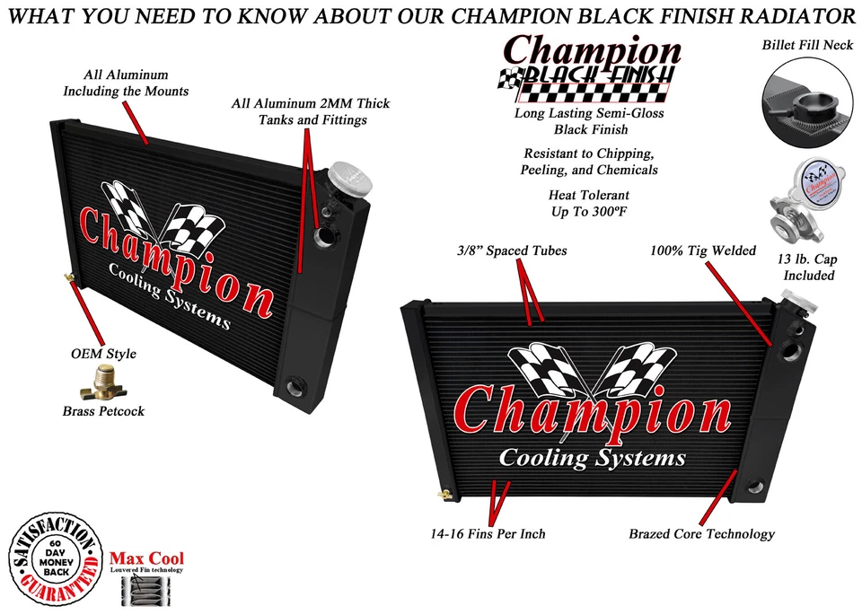 Radiador RR 3 filas DP acabado negro, 1,25,1,5-1978-1981,83-86 Pontiac Grand Prix LS Foto 3 de 4