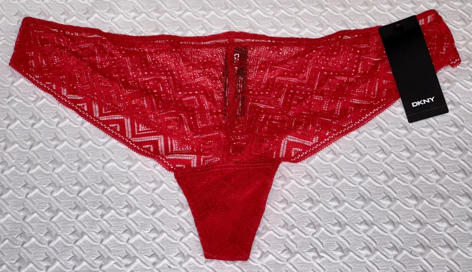Panty Tanga Rojo Encaje Puro Elástico DKNY NUEVO Para Mujer Talla S 5 M 6 L 7 DK8591 Foto 4 de 4