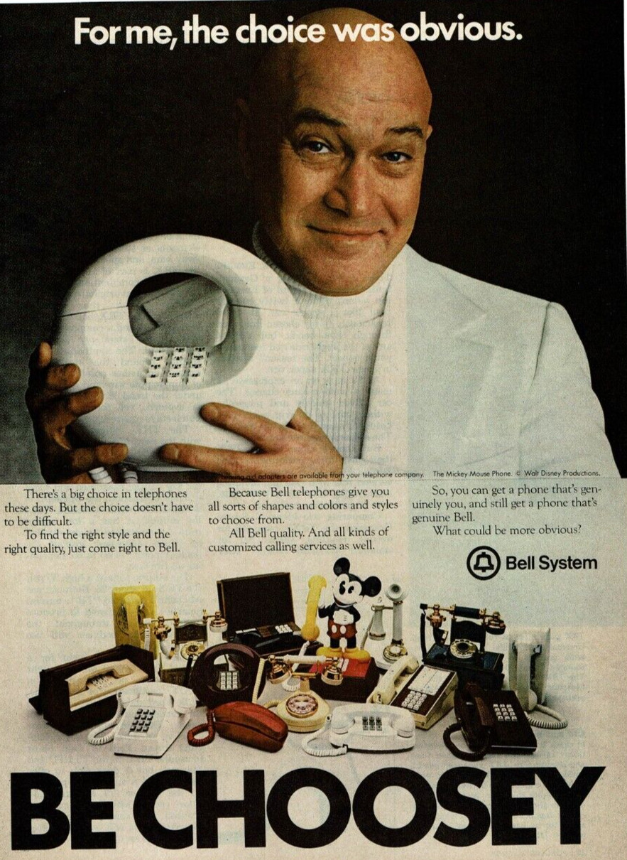 1978 Vintage Print Ad Bell System Be Choosey Telly Savalas For me choice obvious
