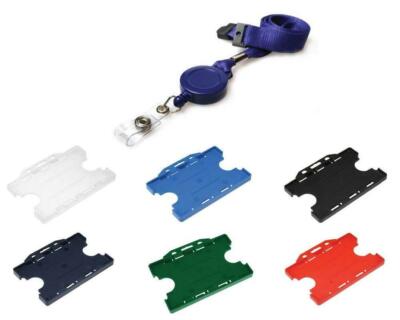 Blaues ausziehbares Halsband mit Abzeichenrolle & zweiseitigem Ausweis Abzeichen Pass Halter