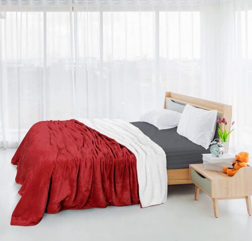 Sherpa Bed Blanket 480GSM Plush Blanket Fleece Reversible Blanket Utopia Bedding - Picture 26 of 88