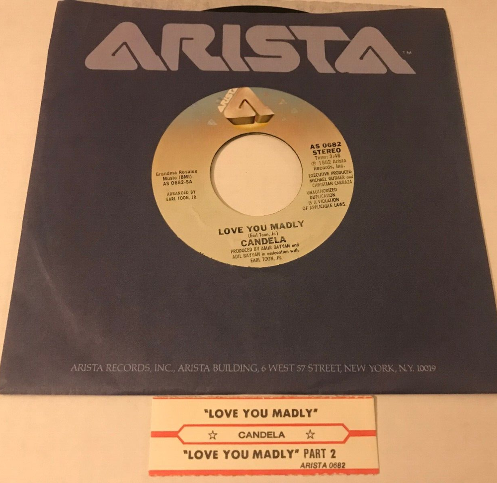 CANDELA ~ Love You Madly Pt. 1 & 2 ~ 45 rpm record w/jukebox title strip. 1982