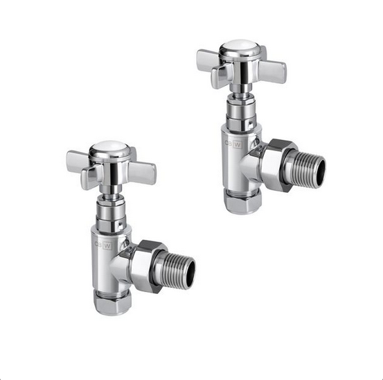 Center Plus Traditional Top Angled Manual Radiator Valve Twin Pack