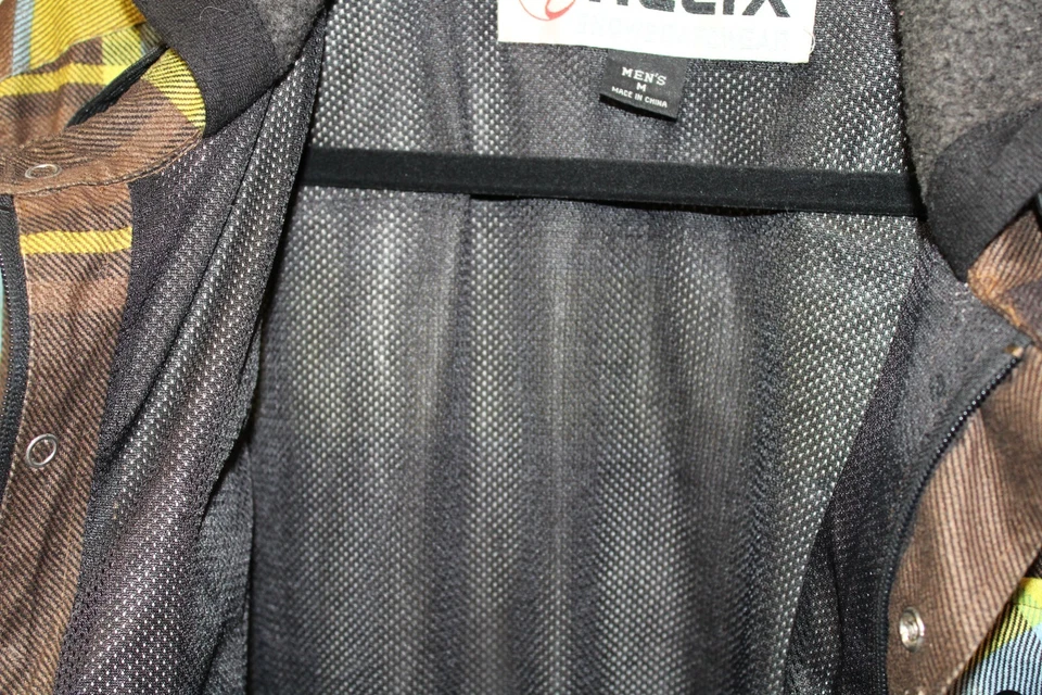 HELIX Hooded Snowboarding Jacket Men's Size M loose fit brown plaid Warm & Lt Wt - Image 3 of 4