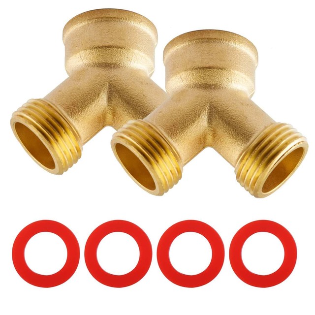 2 Pack Solid Brass Lead Free Body Backyard 2 Way Y Valve Garden Hose 2 Pack Solid Brass Lead Free Body Backyard 2 Way Y Valve Garden Hose