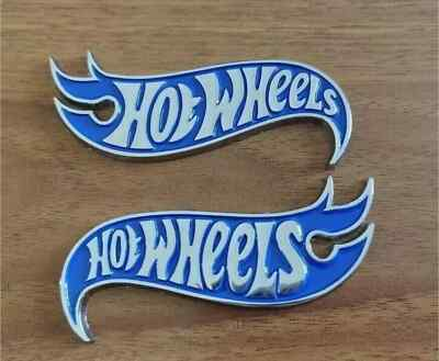 #ad 2pcs 3D Blue Hot Wheels Edition Deck Side Fender Lid Emblems Badge Hotwheels $10.99