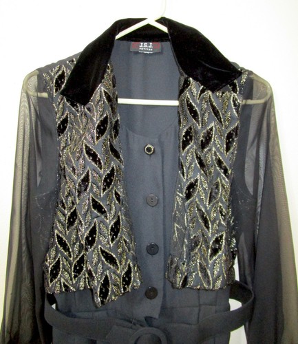 Gilet vintage anni '80 discoteca discoteca discoteca manica trasparente velluto oro tuta metallica PXS - Foto 5 di 8