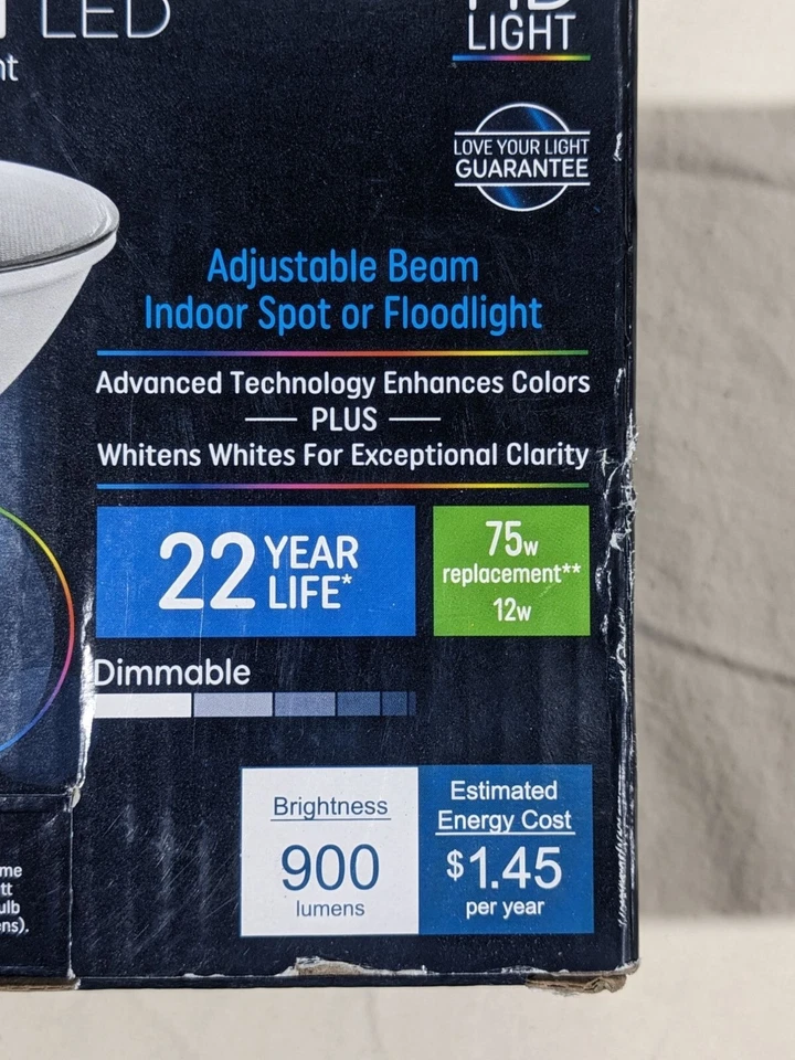 GE 2pk 75W Reveal PAR30 LED Light Bulbs Long Neck Adjustable Flood/Spot - Image 3 of 4