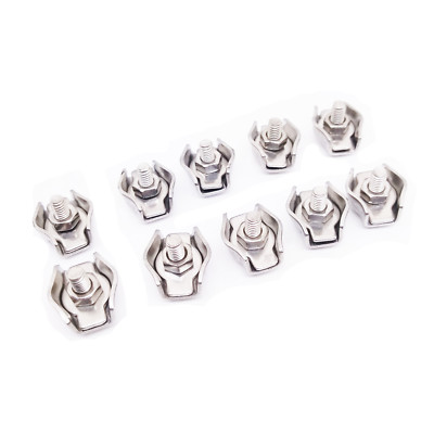 10pcs 3mm 304/A2 Stainless Steel Wire Rope Simple Grip Cable Clamp