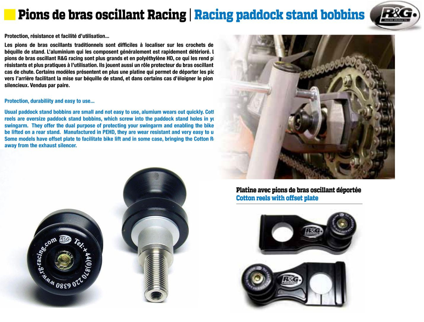 Pions bras oscillant BMW S1000RR diabolos protection R&G Racing