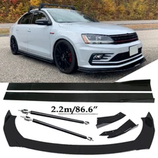 Front Bumper Lip Spoiler Splitter Glossy Black Extension For Volkswagen Jetta