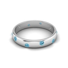 2MM Round Shape Swiss Blue Topaz 925 Sterling Silver Stackable Women Band Ring