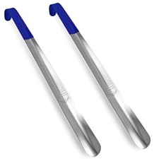 2 Pack Metal Shoe Horn Long Handle for Men 16.5", Extra Long Shoe 16.5" Navy
