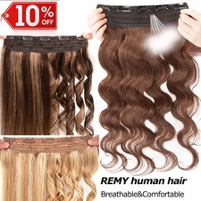 Clip In Real Remy Human Hair Extensions Thick One Piece Wavy 22" Many Colors US