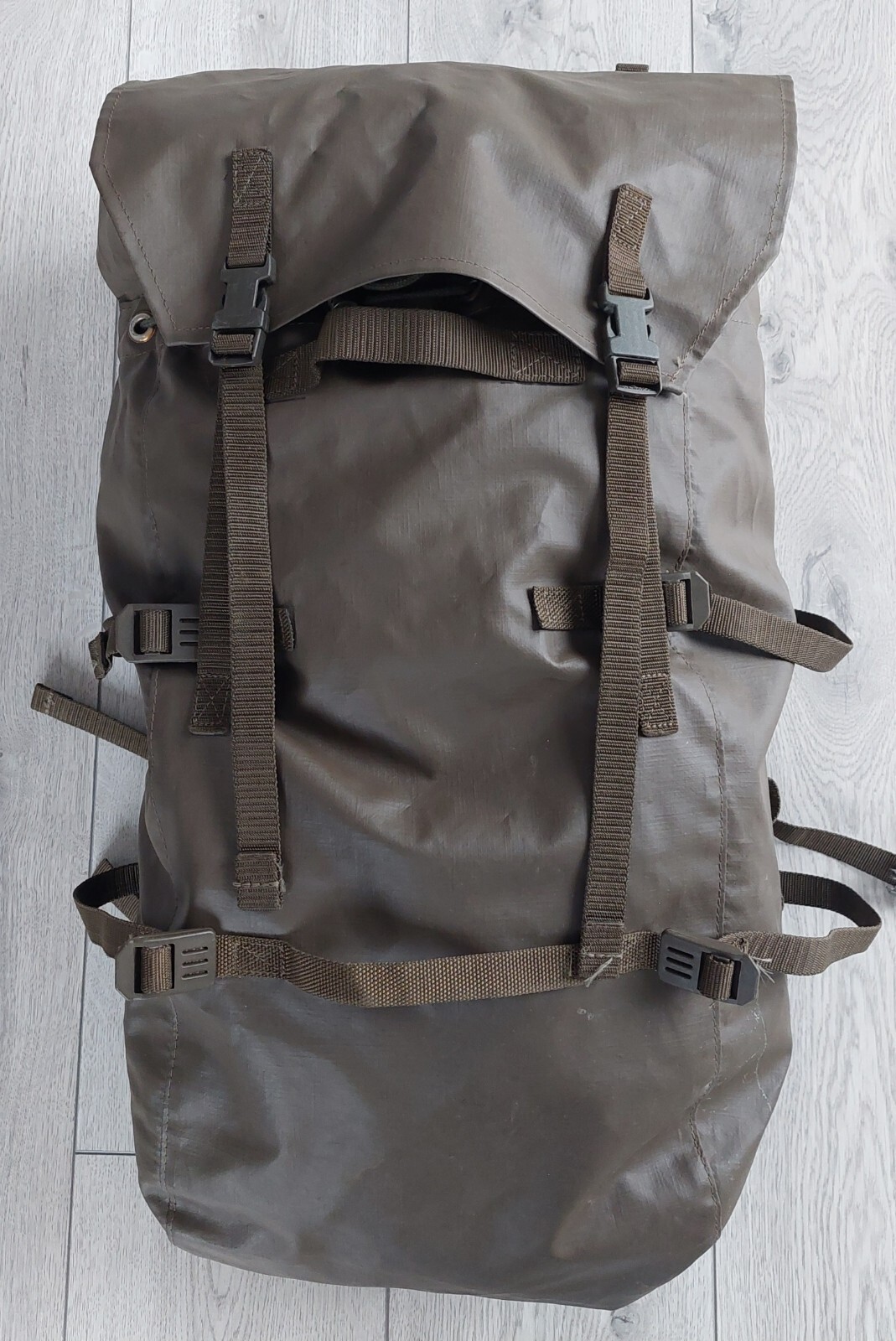 Military waterproof backpack M91, vinyl, olive, 1996, used, Swiss army