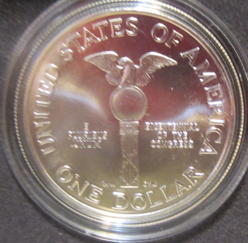 Commemorative 90% Silver Dollar $1 Boxed COA BU U.S. Congressional 1989 D - Picture 3 of 5