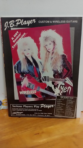 VIXEN WORLD TOUR 1989 JB PLAYER GUITARS GUITAR AD PRINT 11 X 8.5 1189