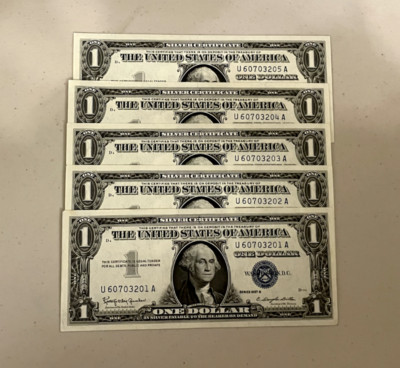 ONE Consecutive 1957 Dollar Blue Seal Note Silver Certificate Bill
