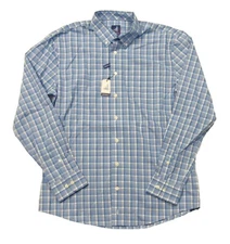 Johnnie-O Men's Wake Blue Seamus Check Print Button Front Pocket Shirt