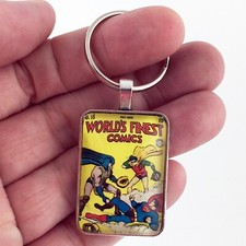 World's Finest Comics #3 BATMAN & ROBIN - SUPERMAN BASEBALL Llavero o collar