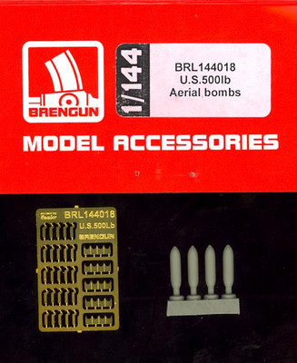 Brengun Models 1/144 U.S. 500 lb AERIAL BOMBS Set of 4 Resin & PE Set