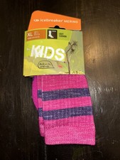 New Icebreaker Wool 62  Girls Hike Light Crew Socks XL 2-4 Youth Pink